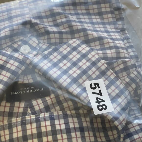 Proper Cloth Shirt Mens 2XLT Plaid Button Up Performance Long Sleeve Stretch - Picture 14 of 14